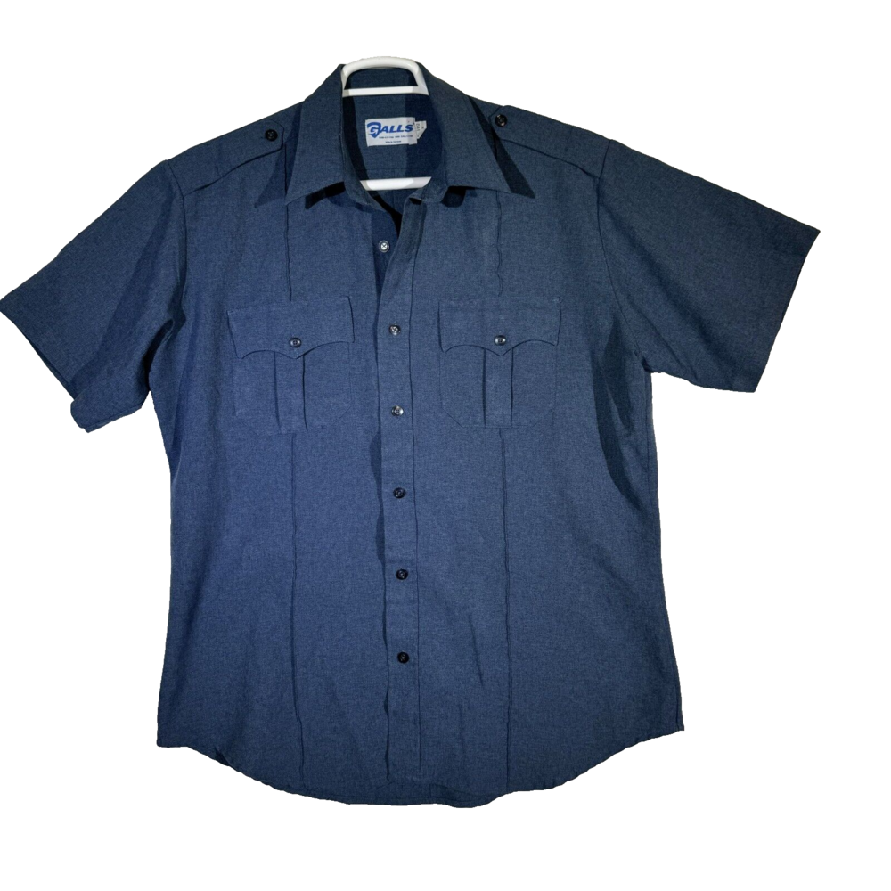 Galls Uniform Shirt Mens Large Navy Blue Short Sleeve Button Front Tactical